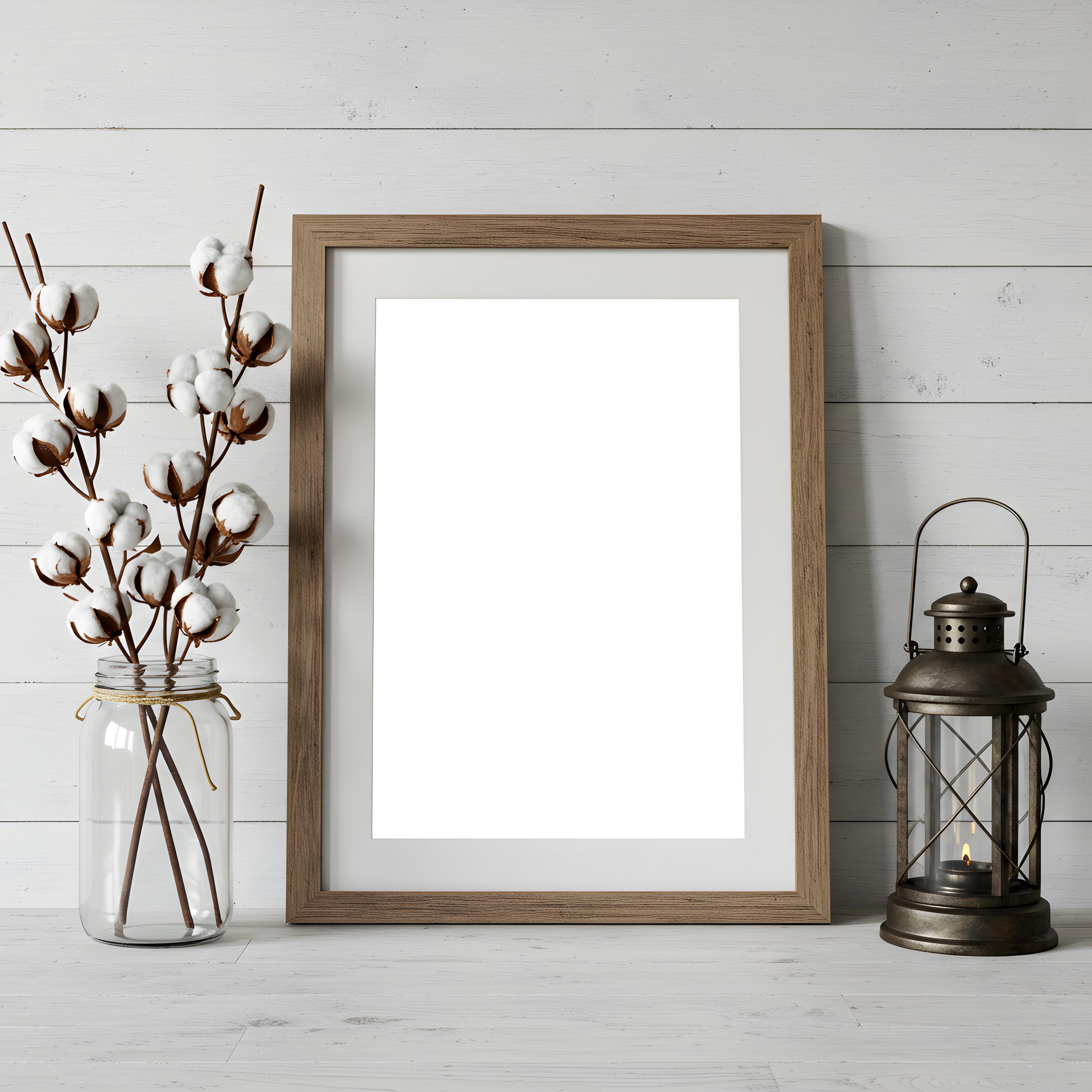 Rustic Farmhouse Vertical Photo Frame Mockup | Country Style Wall Art ...