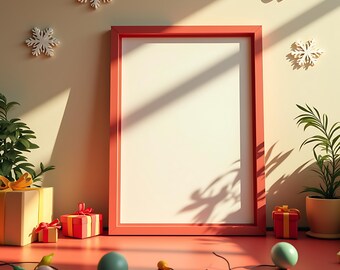 Lekfull julaffischrammodell | Modern rammodell | Tryckt affischmodell | Festlig modell | Julmodell | Digital rammodell