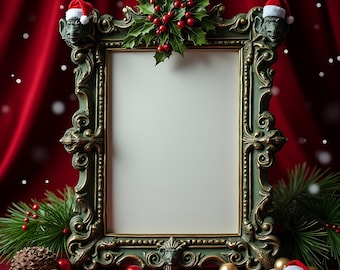 Mockup di cornice gotica ornata / Mockup di cornice scura / Mockup di stampa artistica / Mockup di cornice PSD / Mockup di cornice verticale / Mockup di cornice artistica PSD