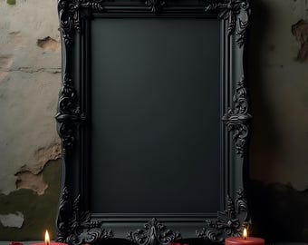 Mockup di cornice per poster gotica scura / Cornice per poster / Mockup di cornice scura / Mockup di cornice / Mockup di cornice ornata / Mockup di cornice gotica / Cornice PSD