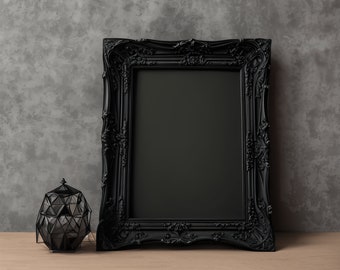 Schwarzer Rahmen mit Gothic Filigree | Digitale Kunst | Gothic Wand Kunst Mockup | Rahmen Mockup | Dunkles Motiv Mockup | Digital Mockup | Muster