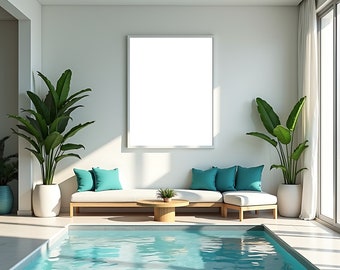 Interior Mockup | Summer Frame Mockup | Wall Art Mockup | Single Frame | Wood Frame Mockup | Tropical Mockup | Printable Art Mockup | PSD