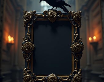Baroque-inspired Gothic Frame Mockup | Antique Wall Mockup | Gothic Wall Mockup | Vintage Art Mockup | Frame Mockup | Dark Mockup | Baroque
