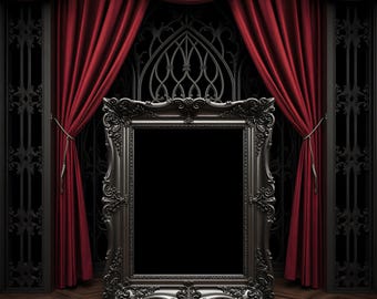 Ornate Black Baroque Frame Mockup | Dark Gothic Frame PSD | Vintage Wall Art Mockup | Poster & Art Print Mockup
