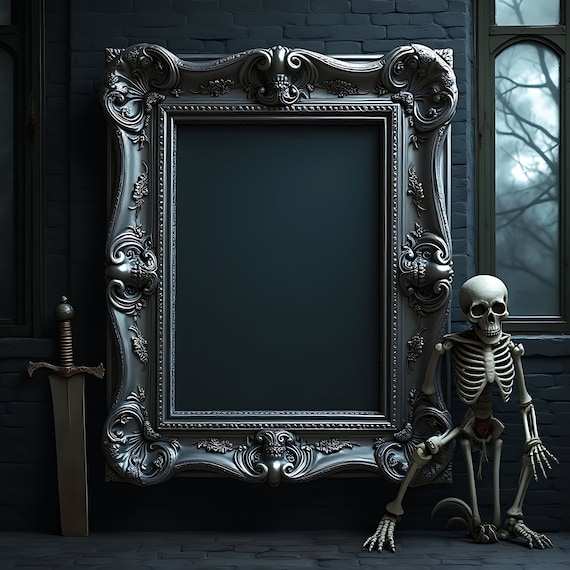 Dark Elegance Gothic Frame Mockup | Skeleton Decor | Gothic