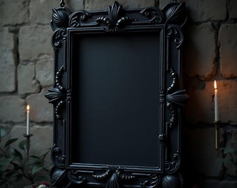 Dark Gothic Frame Mockup | Black Picture Frame PSD | Art & Print Mockup | Wall Art Display Template