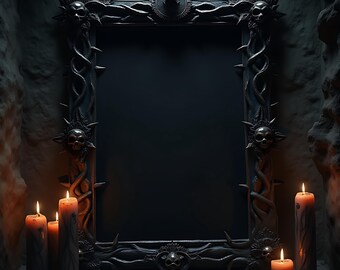 Dark Black Gothic Frame Mockup | Artwork Mockup | Black Frame Mockup | Dark Frame Mockup | PSD Template | Art Print Mockup | Mockup Frame |