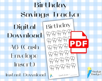 Birthday Savings Tracker | A6 Cash Envelope Insert | Printable PDF Download | Sinking Funds