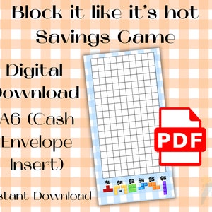 Block It Like It's Hot Savings Challenge | A6 Cash Envelope Insert | Printable PDF Download | Save Money