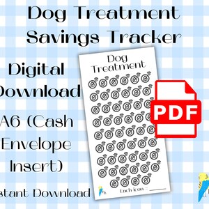 Dog Treatment Savings Tracker | A6 Cash Envelope Insert | Printable PDF Download | Sinking Funds