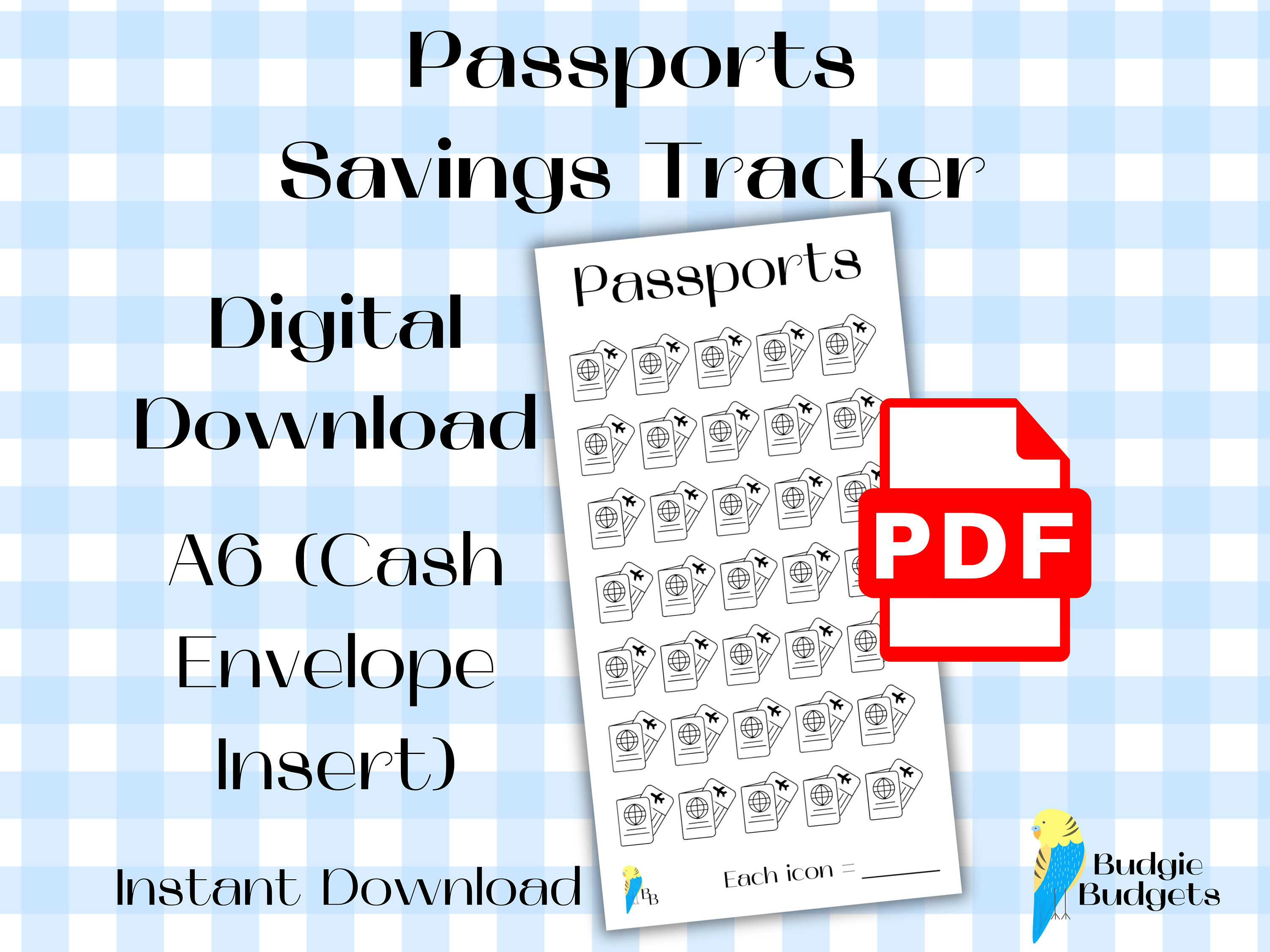 Passports Savings Tracker | A6 Cash Envelope Insert | Printable PDF Download | Sinking Funds |