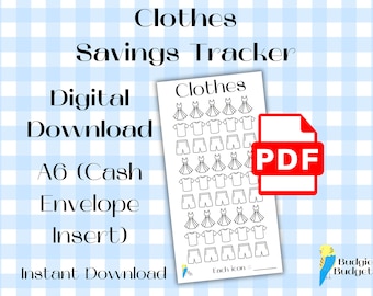Clothes Savings Tracker | A6 Cash Envelope Insert | Printable PDF Download | Sinking Funds