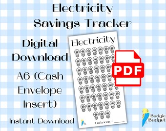 Electricity Savings Tracker | A6 Cash Envelope Insert | Printable PDF Download | Sinking Funds