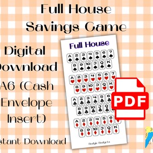 Full House Savings Challenge | A6 Cash Envelope Insert | Printable PDF Download | Save Money