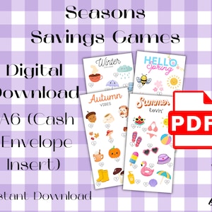 Seasons Savings Challenge Bundle | A6 Cash Envelope Insert | Printable PDF Download | Save Money | Savings Game