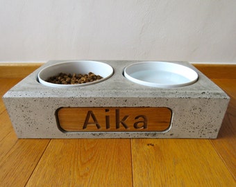 Concrete dog bowl (customizable) - 2 high-quality ceramic bowls with 1.3 L - Handmade in Germany