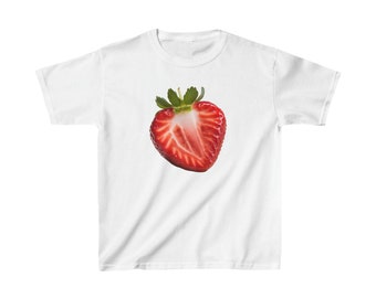 Strawberry Graphic Baby Tee | Trending Fruit Tee, Aesthetic Tee, 90s to Y2K Style Tee, Vintage Inspired Print
