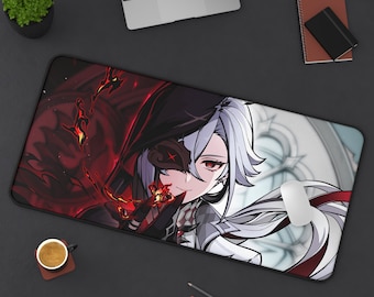 Arlecchino Artwork Aesthethic Desk Mat | Subtle Kawaii Gaming Mouse Pad