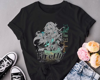 Firefly Honkai Star Rail Manga Subtle Graphic Aesthetic | Graphic Tee Shirt Aesthetic Unisex Softstyle T-Shirt | Monochrome Pop Art