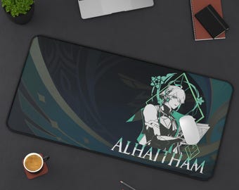 Alhaitham Desk Mat, Monochrome Manga Subtle Kawaii Anime Gaming Mouse Pad, Gamer Desk Accessories, Aesthetic Office Decor Gamer gift