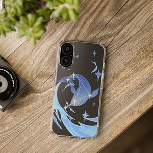 Childe Tartaglia Celestial Whale Clear Phone Case, Genshin Impact Phone Cover Cosmic, Constellation Subtle Gamer Merch Dreamy Galaxy Space