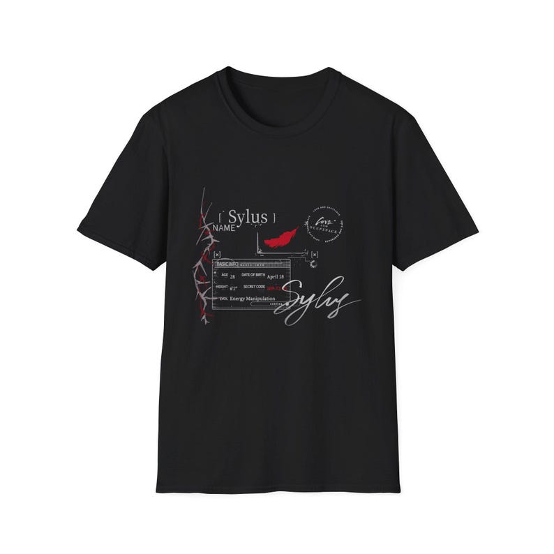 Sylus Love and Deepspace Inspired Subtle Graphic Text Minimalistic Signature Quote Streetwear Tee | LADS Otome Game Unisex Softstyle T-Shirt Black