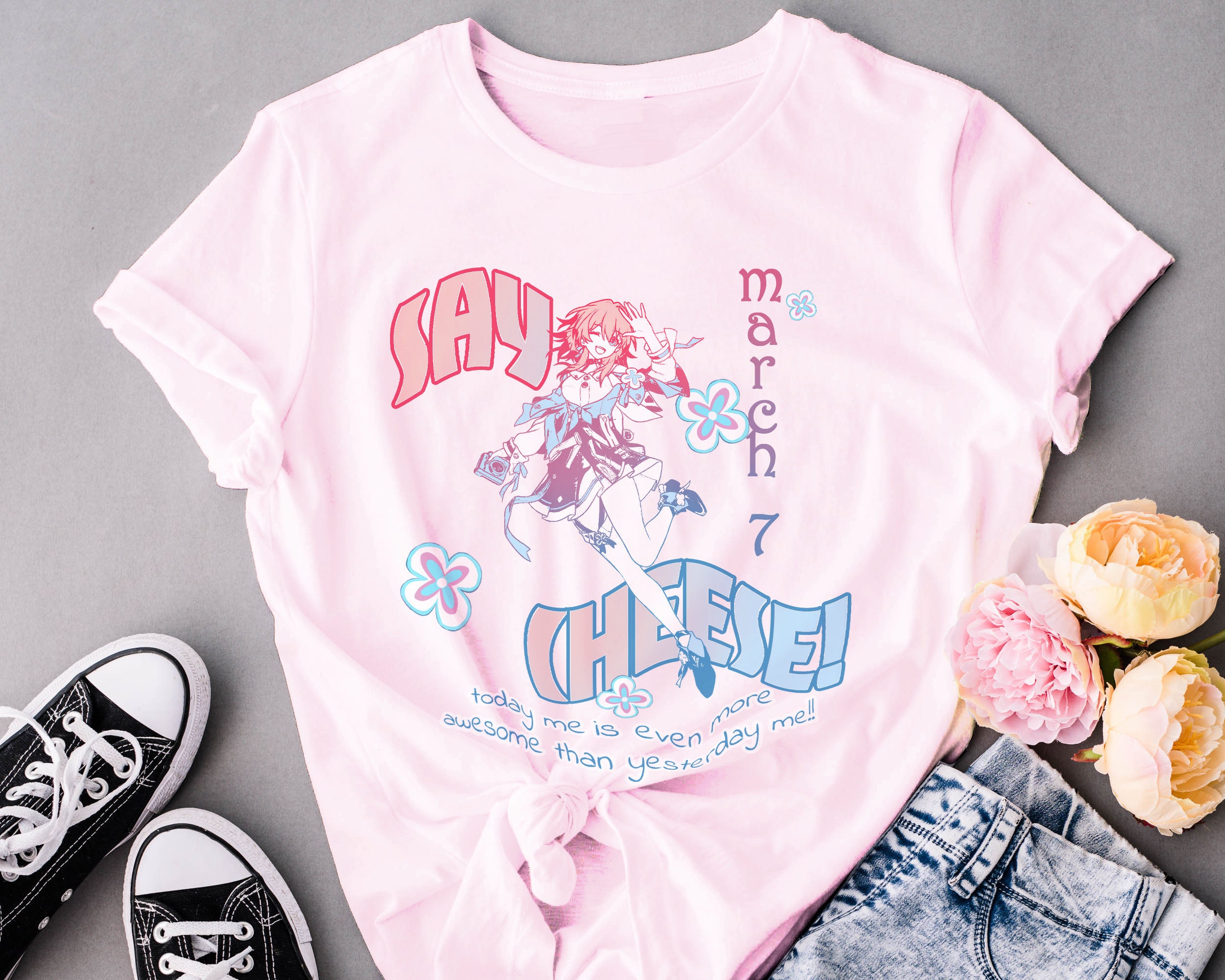 March 7 Honkai Star Rail Subtle Anime Graphic  | Graphic Tee Shirt Aesthetic Unisex Softstyle T-Shirt