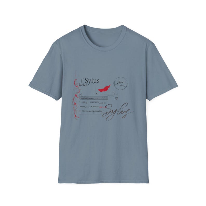 Sylus Love and Deepspace Inspired Subtle Graphic Text Minimalistic Signature Quote Streetwear Tee | LADS Otome Game Unisex Softstyle T-Shirt Stone Blue