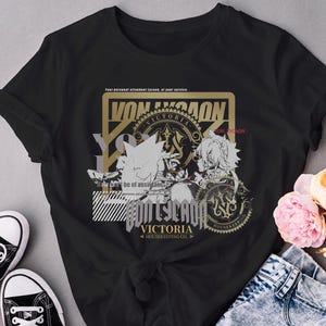 Von Lycaon Zenless Zone Zero Stylish Streetwear Graphic Tee | Victoria Housekeeping Butler ZZZ Inspired Aesthetic Unisex Softstyle T-Shirt