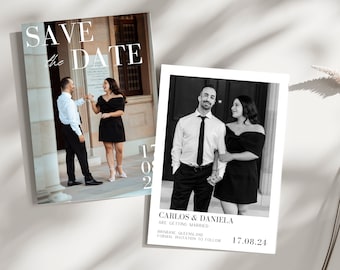 Save the date template, Downloadable template, Editable template, Wedding invitation template