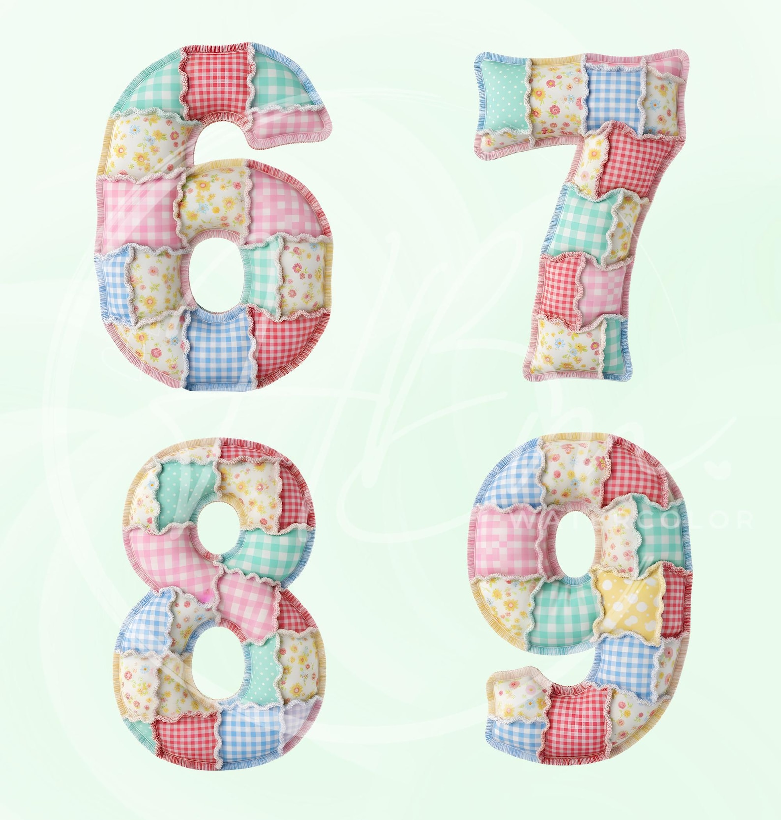 Patchwork Numbers 90 Faux Patchwork Alphabet PNG Clipart Bundle, Quilted ABC Letters Graphic ...