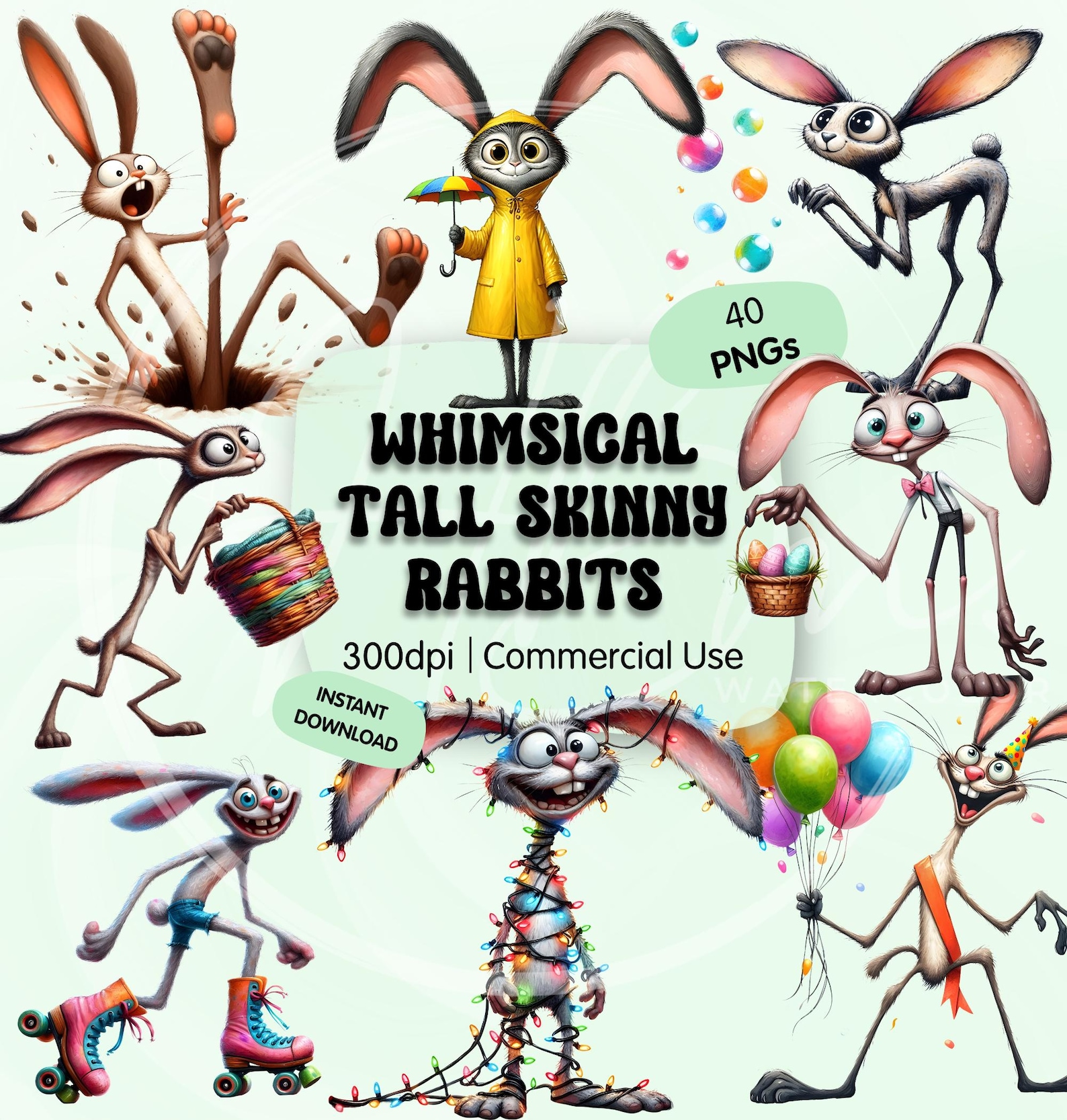 Stretched Out Rabbit Drawing Funny Elongated Bunny PNG Clipart Bundle, Stretched Tall Skinny Rabbit ...