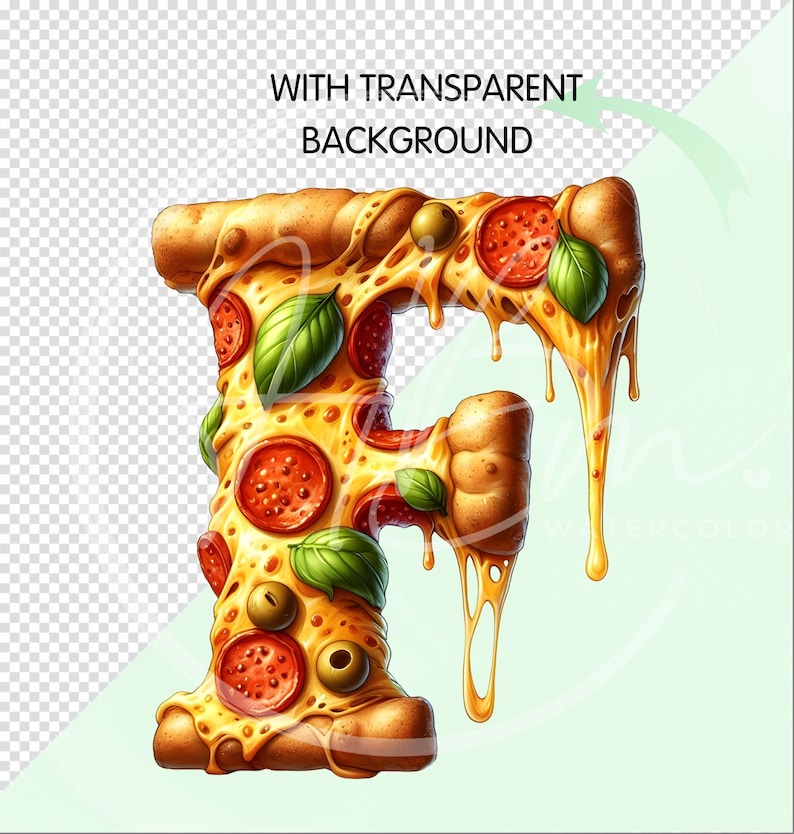 Pepperoni Pizza Alphabet Clipart Bundle, Cheesy Drippy Letters Graphic ...
