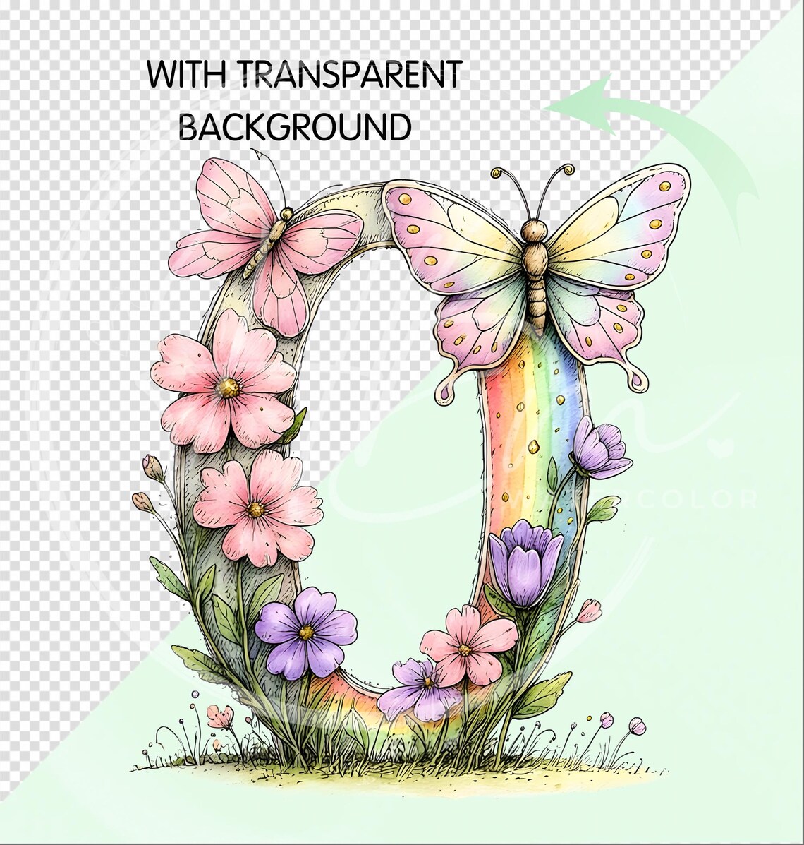 Whimsical Spring Floral Alphabet Clipart Bundle, Pastel Butterfly ABC ...