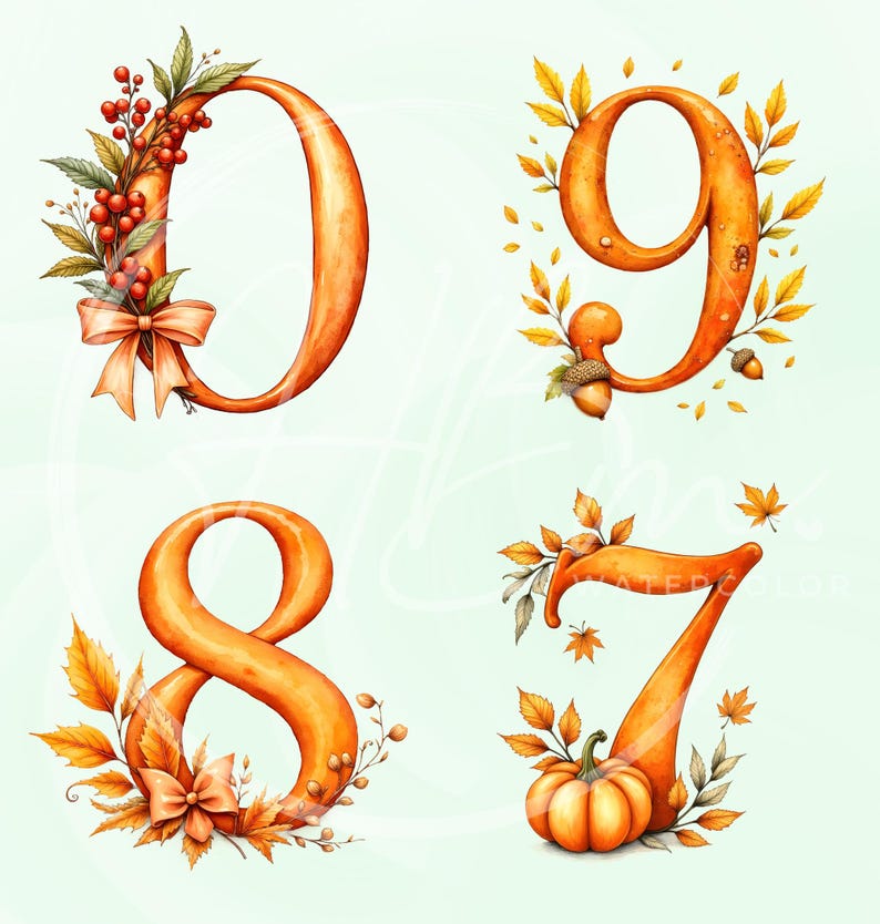 Fall Alphabet Clipart Bundle, Autumn Pumpkin Letters & Numbers PNG ...