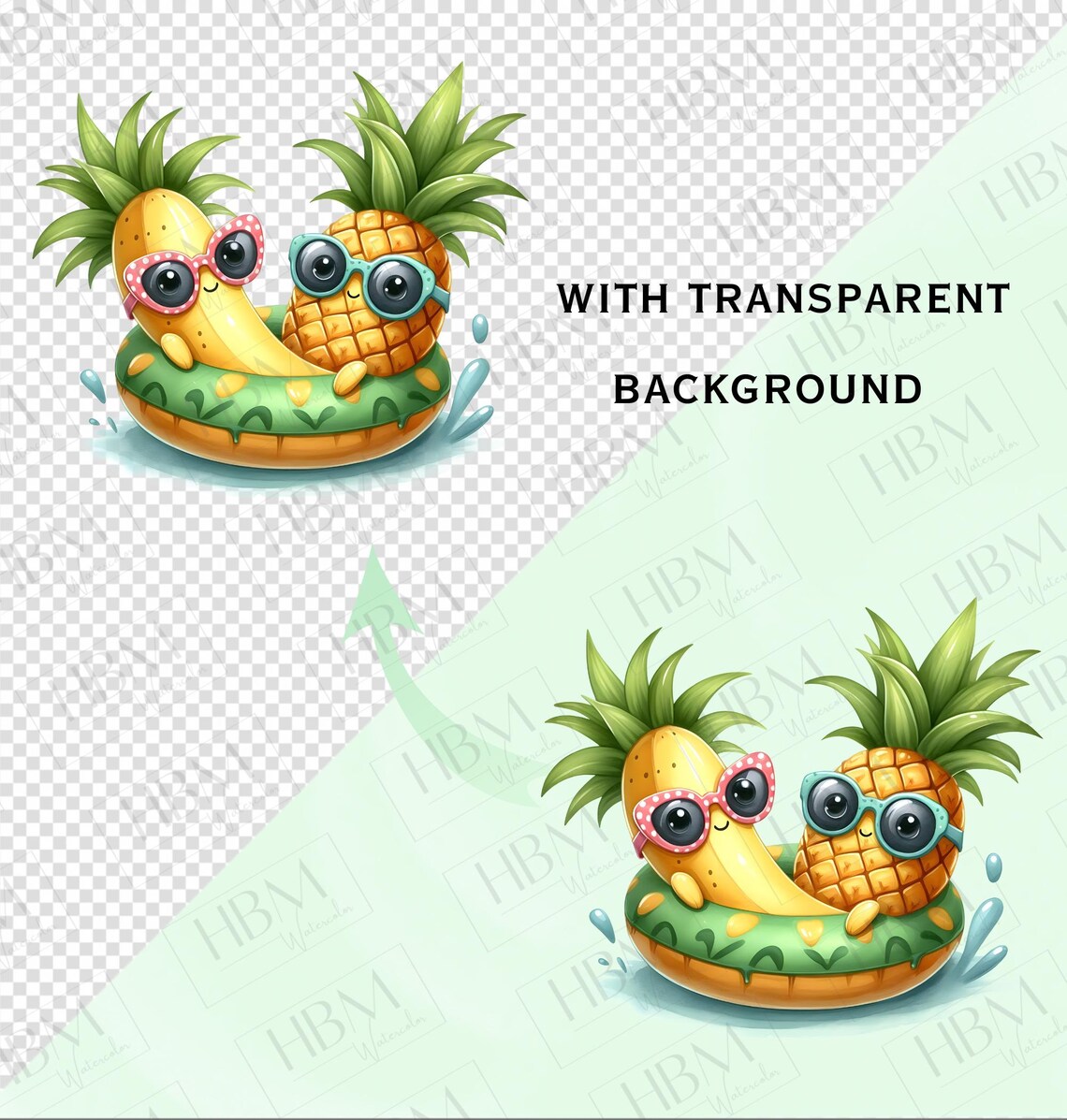 Funny Cute Pool Float Clipart Bundle, Cute Animal Graphics, Kawaii ...