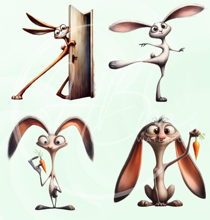 Stretched Out Rabbit Drawing Funny Elongated Bunny PNG Clipart Bundle, Stretched Tall Skinny Rabbit ...