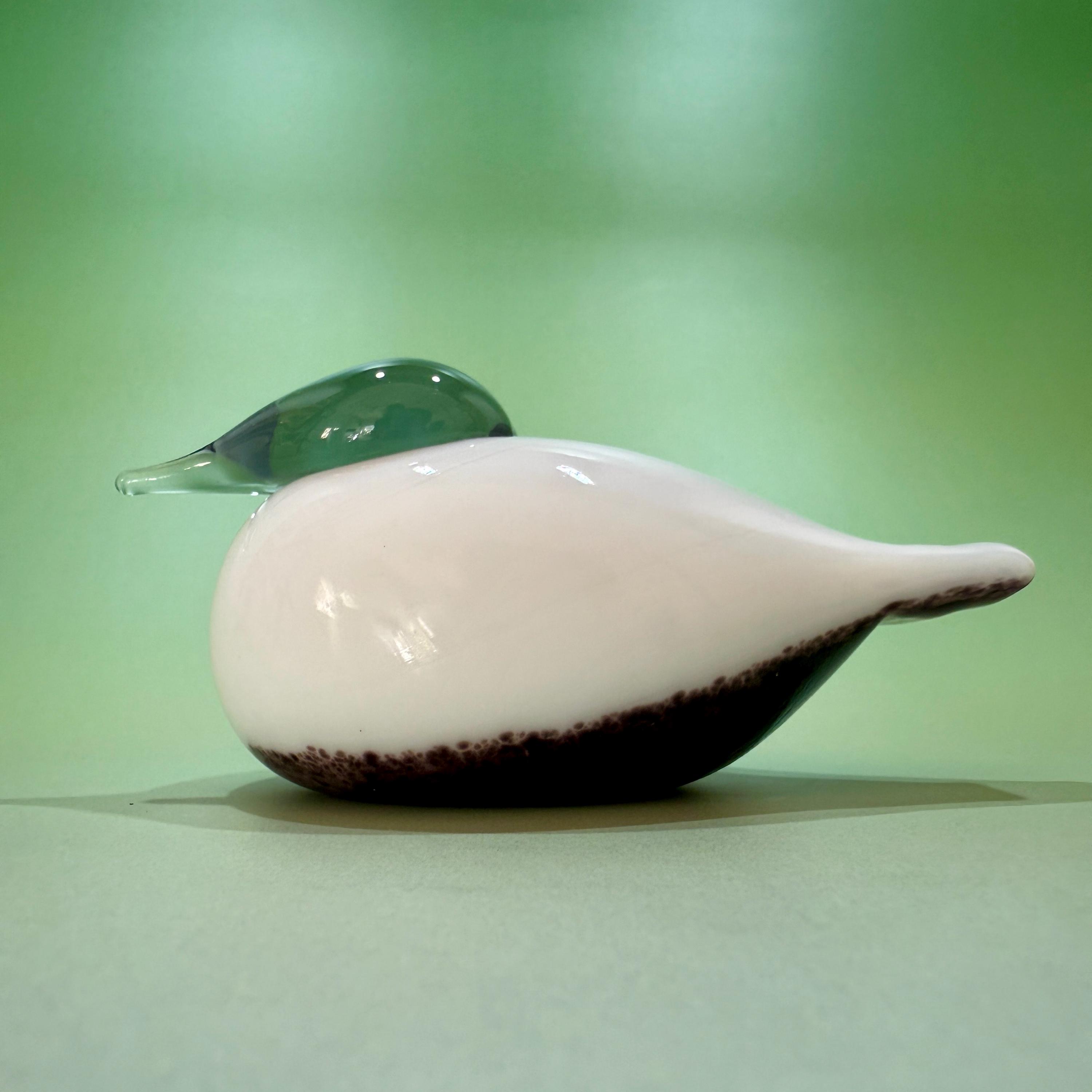 Oiva Toikka Small Smew Glass Bird: Iittala Finland, Signed W/ Box