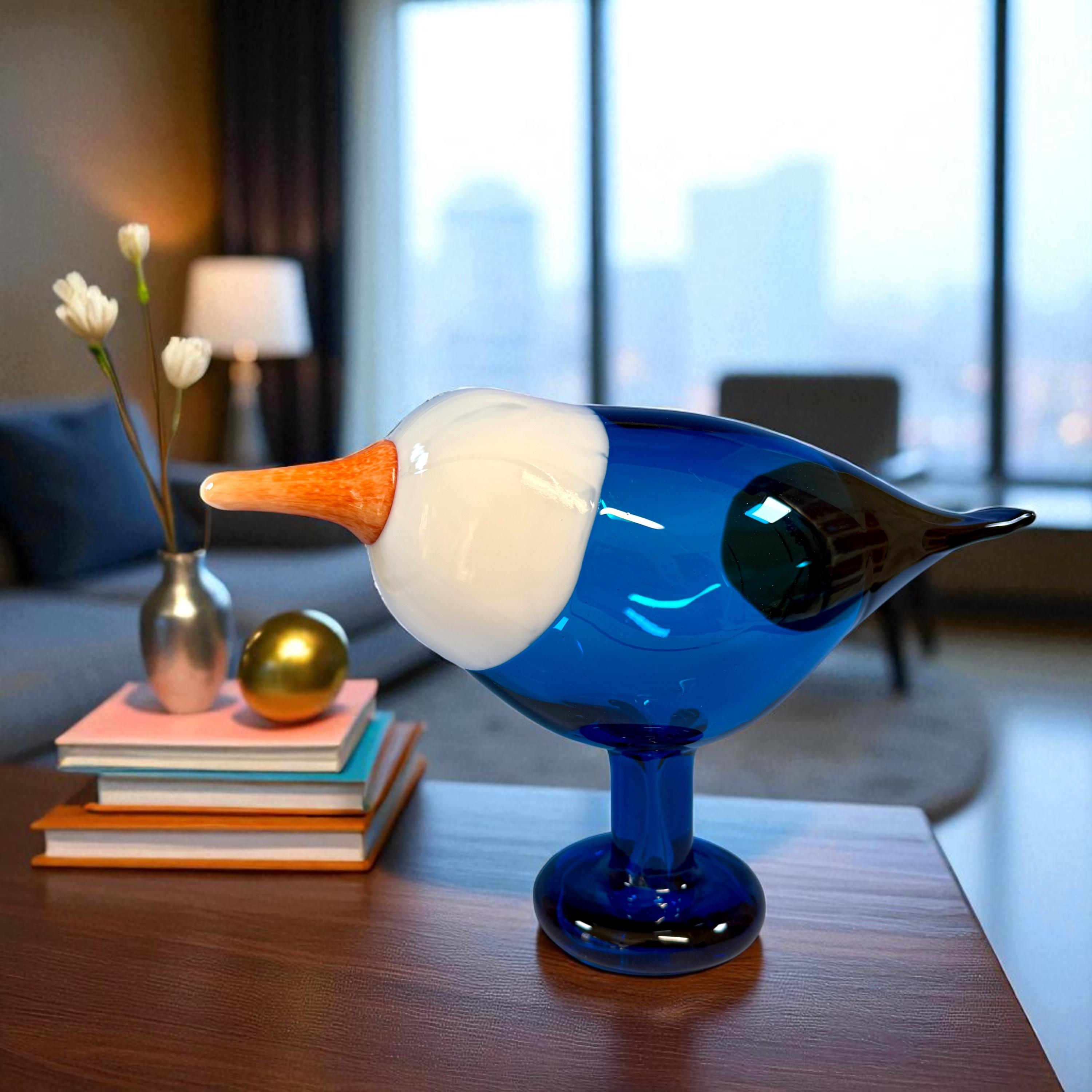 Oiva Toikka Glass Bird – Blue Magpie - Iitalla, Nuutäjarvi