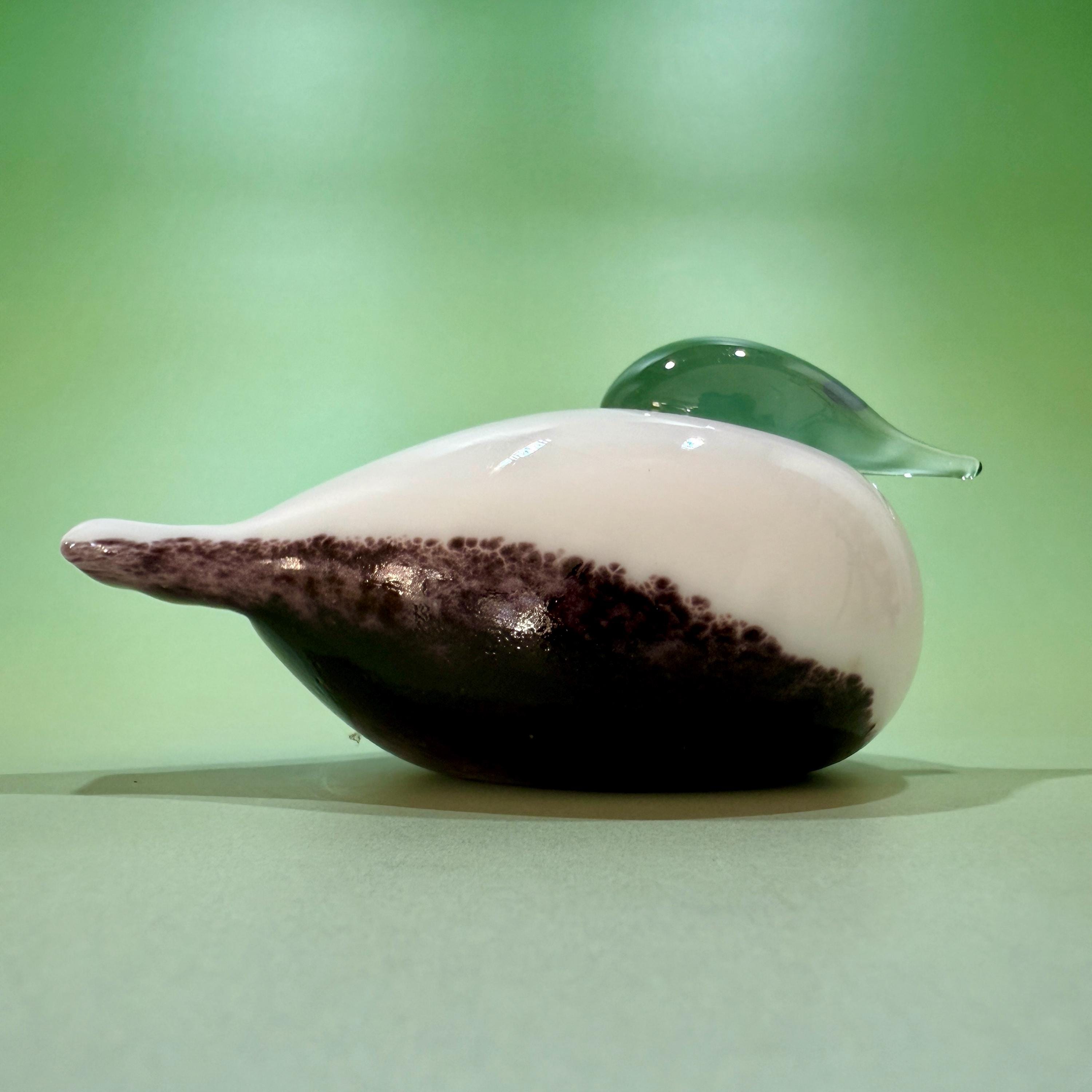 Oiva Toikka Small Smew Glass Bird: Iittala Finland, Signed W/ Box