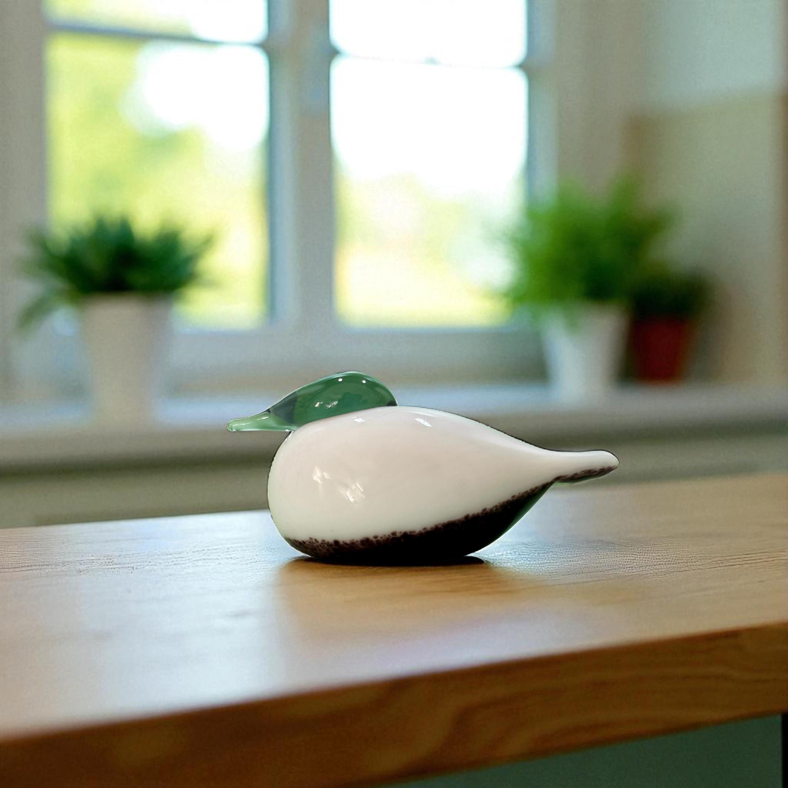 Oiva Toikka Small Smew Glass Bird: Iittala Finland, Signed W/ Box