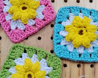 Blooming Granny Square Pattern  | Crochet Granny Square Pattern | Blooming Granny Square Pattern | Instant Download PDF