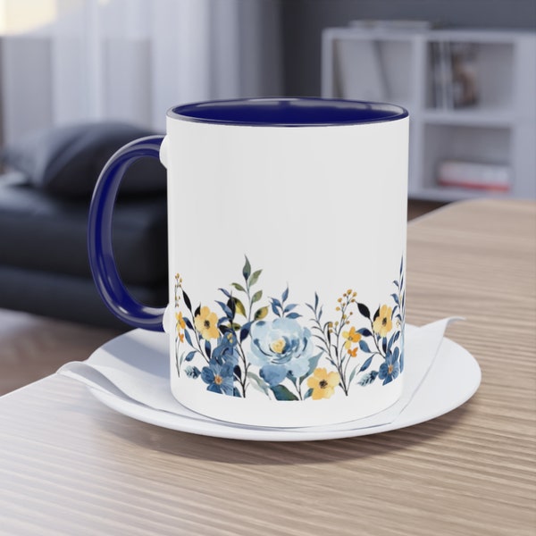 Two Tone Aesthetic Flower Mug