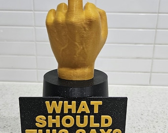 Trofeum z żartem „Up Yours Middle Finger”