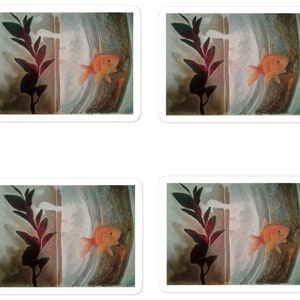Stickers Fish Art Rescue Pets Poisson rouge Sticker pour ordinateur portable Portrait de poisson Stickers art bouteille d'eau Adoptez les animaux interdits