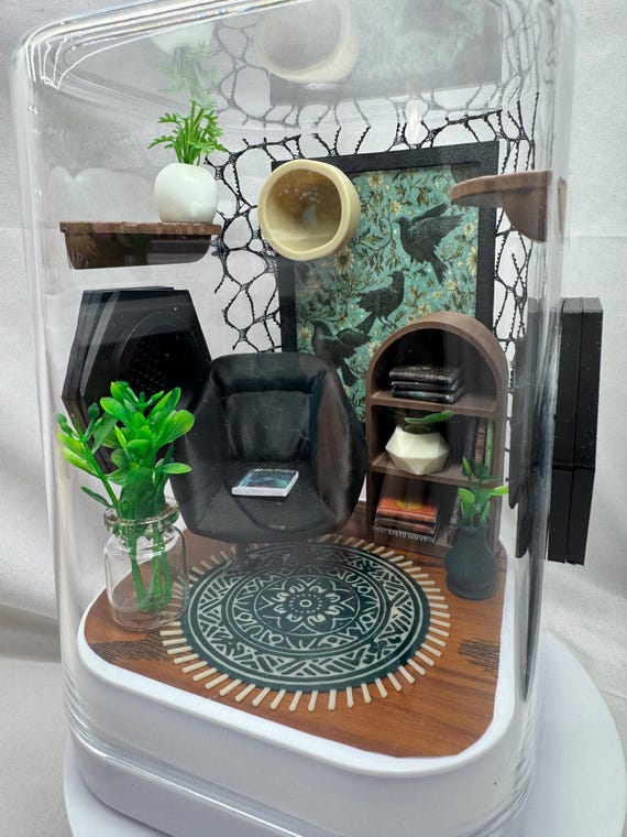 Gothic Study themed Enclosure for Arachnid Pets - Safe, Custom Terrarium & Home - Decor-Adorable Jumping Spider Habitat