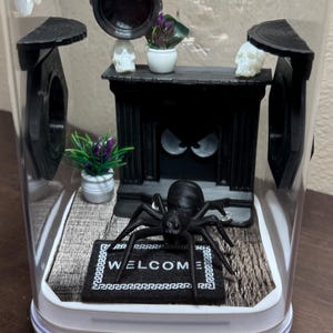 Glow Jumping Spider Enclosure, Spooky Pet Terrarium, Gothic Spider Habitat, Unique Spider House