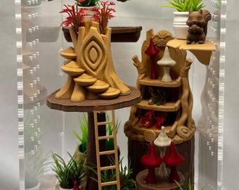 Woodland Jumping Spider Enclosure Decor Set | Handmade Miniature Hideaway Accessories