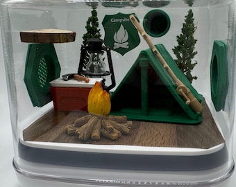 Paquete de accesorios para el recinto de arañas saltarinas con temática de camping: decoración de terrario inspirada en la naturaleza
