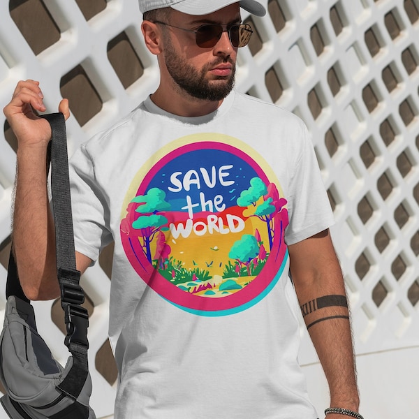 Unisex White Save The World Organic Cotton Tee | Save Our Planet TShirts, Sustainable Fashion, Eco-Friendly Gift for Her, Gift For Him
